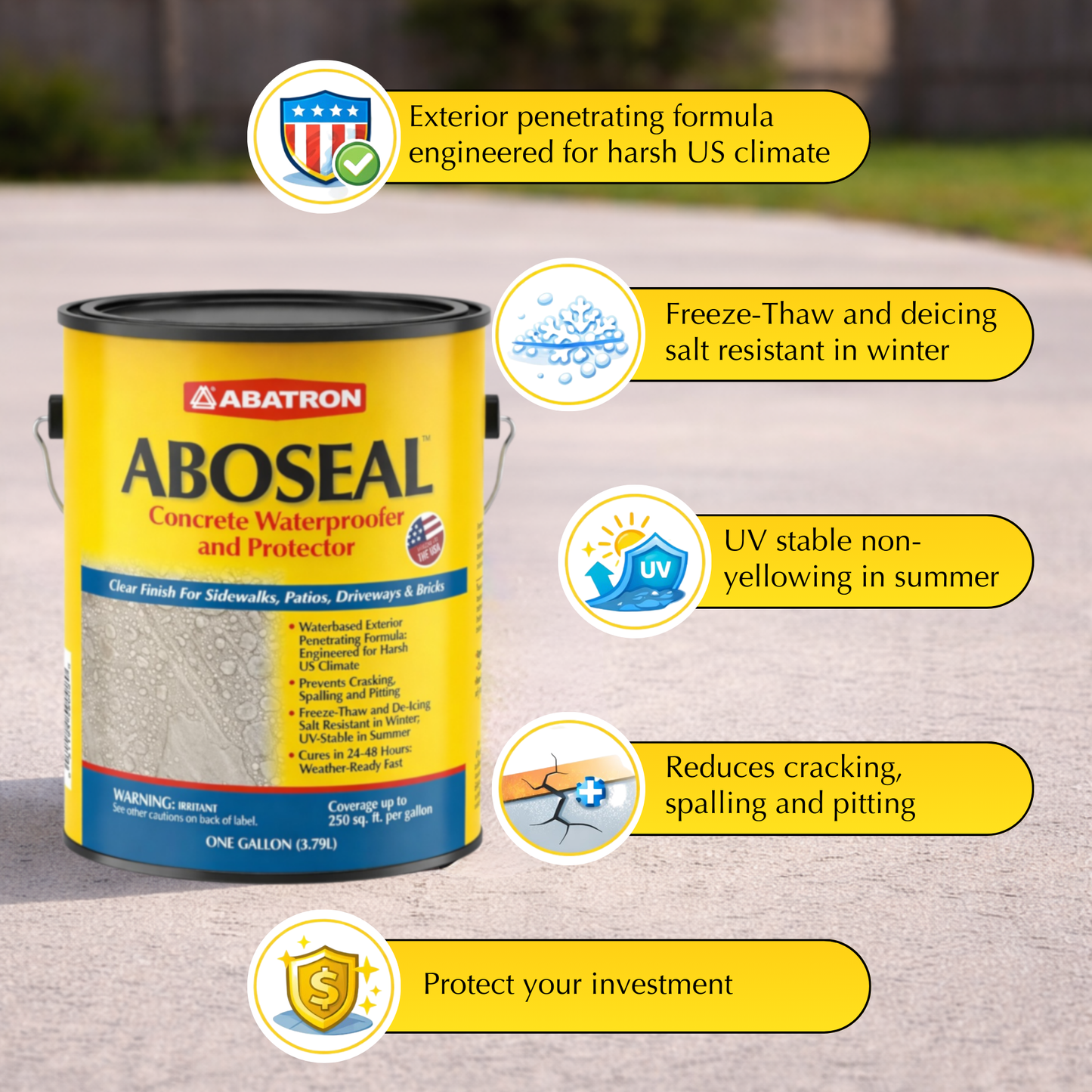 ABOSEAL Exterior Concrete Waterproofer and Protector, Clear Finish
