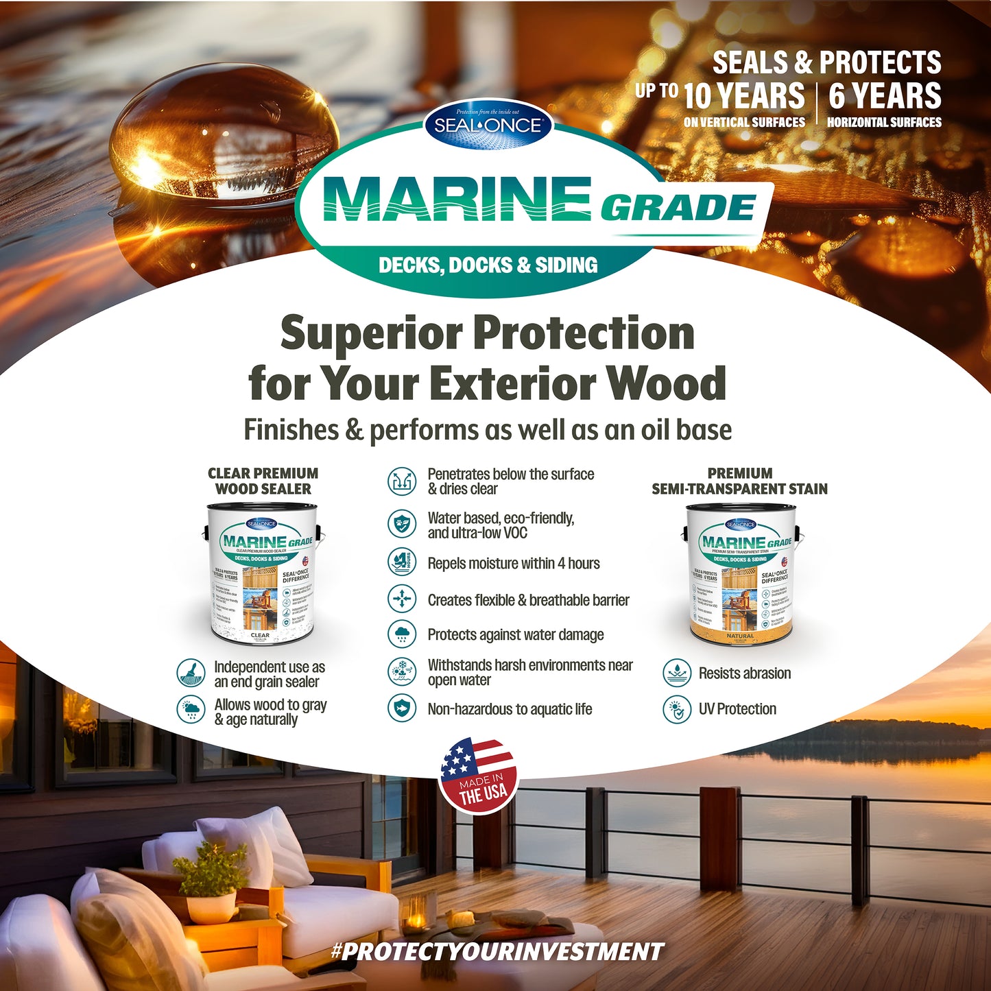 MARINE GRADE Premium Clear Wood Sealer